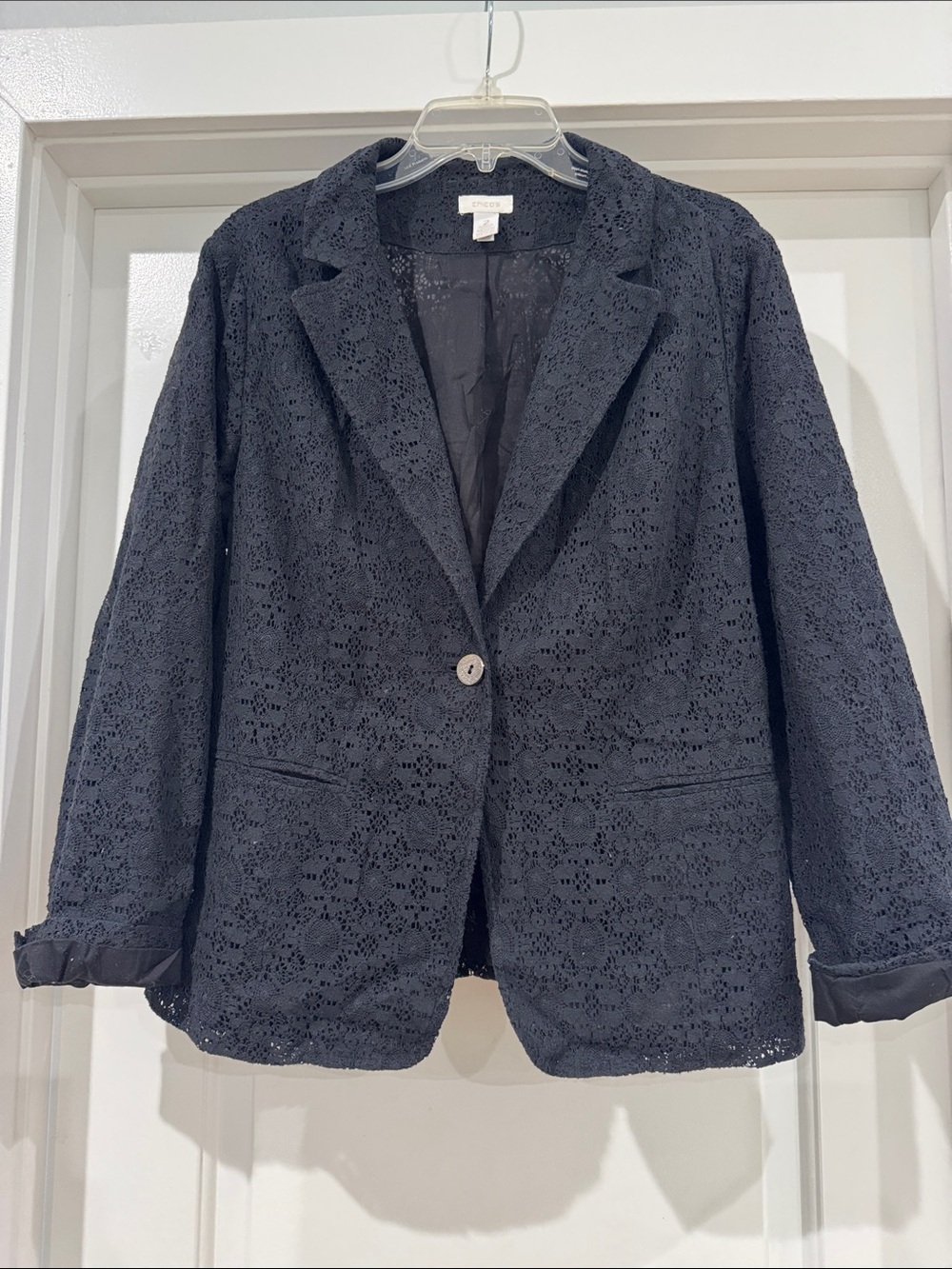 Chico's Black Lace Single-Button Blazer